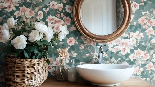 Vintage Bathroom Decor with Flowers