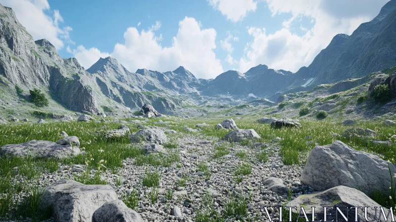 Mountain Landscape with Rocky Terrain AI Image