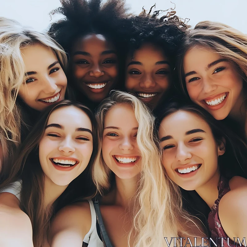 Seven Friends Smiling Together AI Image