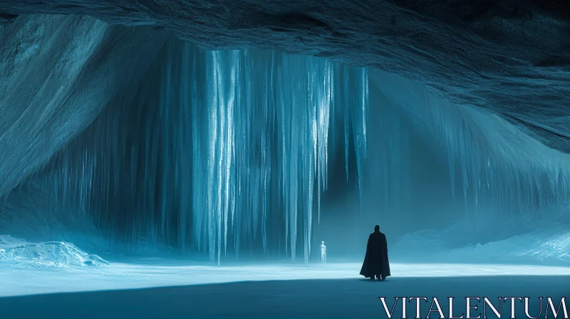 Frozen Cave with Figure AI Image