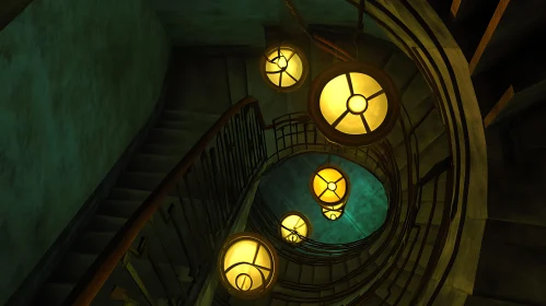 Winding Stairs and Glowing Lamps