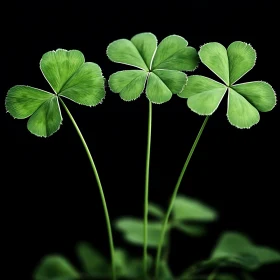 Lush Green Clovers on Black