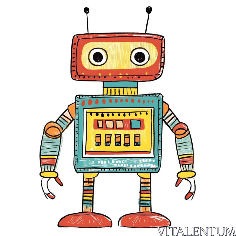 AI ART Colorful Retro Robot Art