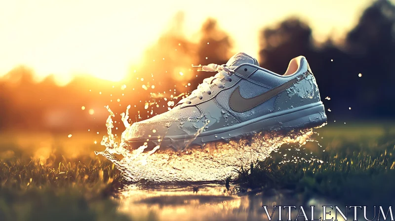 AI ART Levitating Shoe Over Water