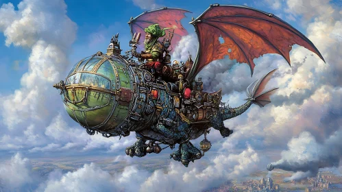 Airship Dragon Steampunk Fantasy