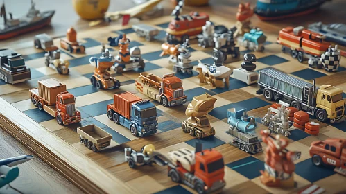 Miniature Trucks Game on Chess Board