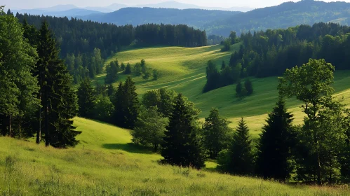 Rolling Hills and Verdant Forest View