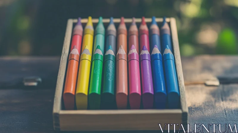 AI ART Box of Colored Pencils Still Life