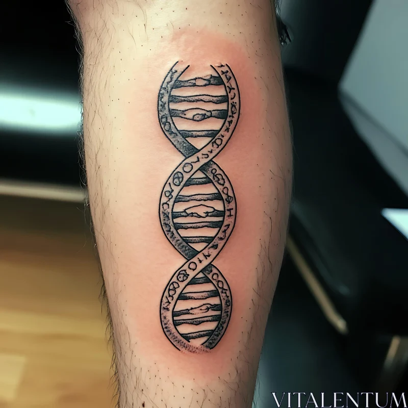 DNA Structure Tattoo in Black Ink AI Image