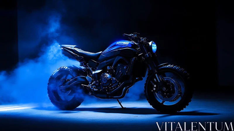 Blue Motorcycle AI Image