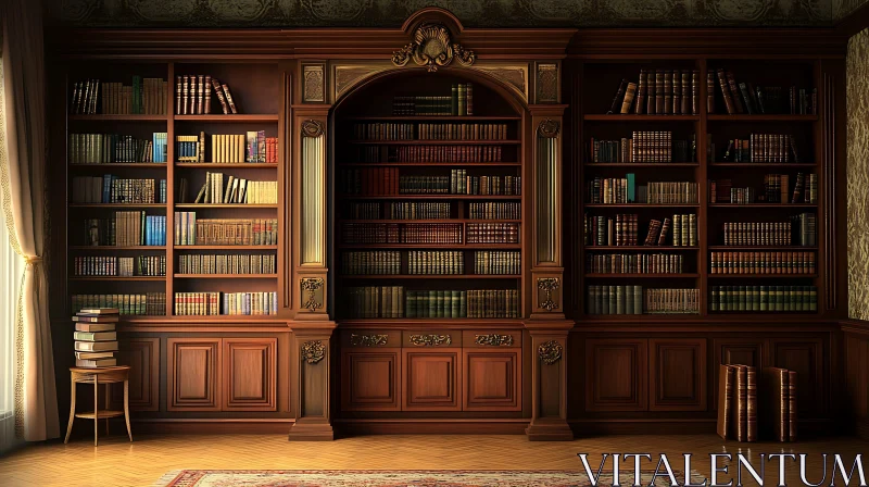 Vintage Bookshelves in a Cozy Interior AI Image