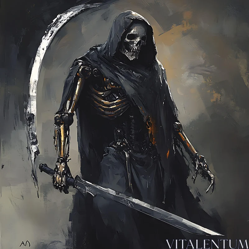 AI ART Dark Reaper with Scythe and Sword