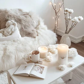 Serene White Room with Cotton Flowers