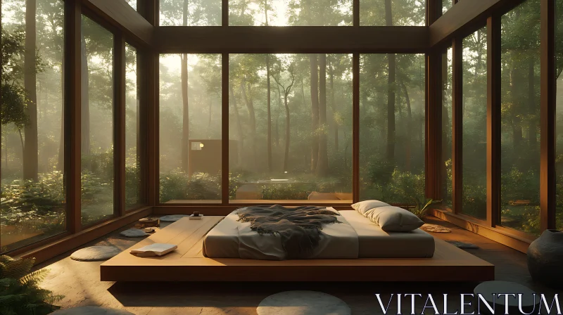 Forest View Bedroom Interior Design AI Image