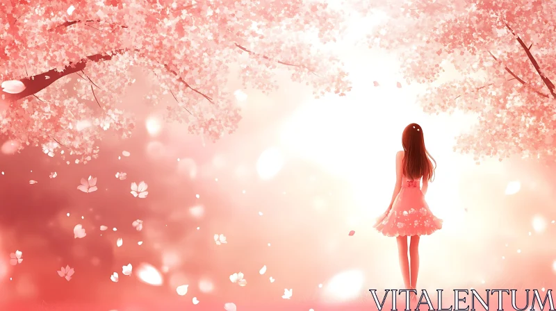 AI ART Anime Girl in a Cherry Blossom Garden