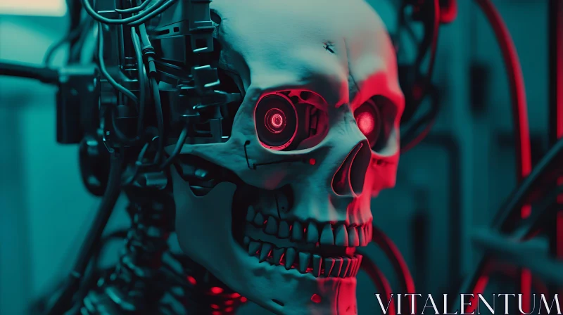 Cybernetic Skull and Technological Integration AI Image