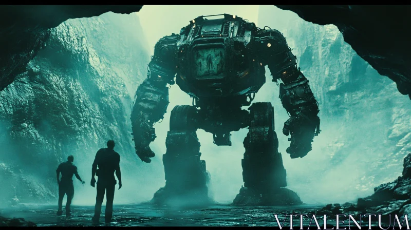 Giant Robot in Cave AI Image