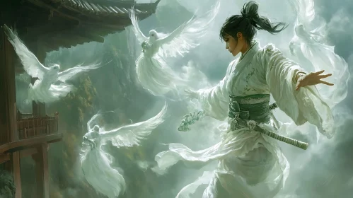 Mystic Woman with Angelic Protectors