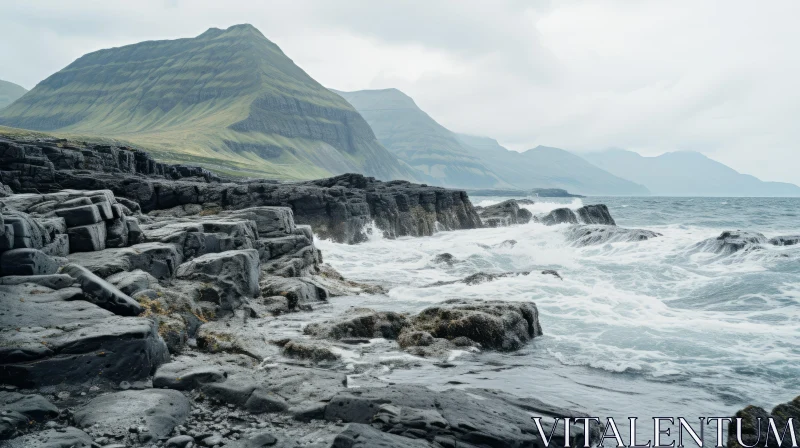 Captivating Rocky Coast with Crashing Waves | Stunning Nature Art AI Image