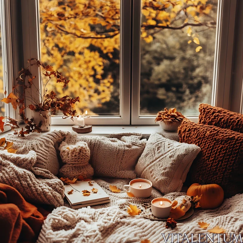 AI ART Cozy Autumn Window Nook