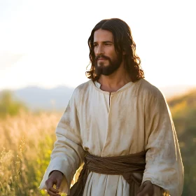 Contemplative Man in Field