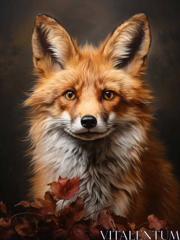 Red Fox with Autumn Leaves AI Image