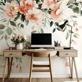 Floral Wallpaper Desk Setup