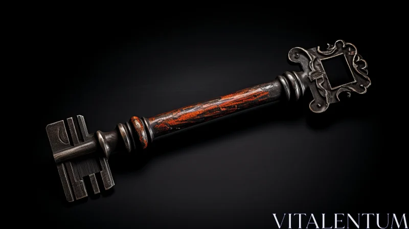 Exquisite Antique Key on Dark Backdrop - Artistic Craftsmanship AI Image