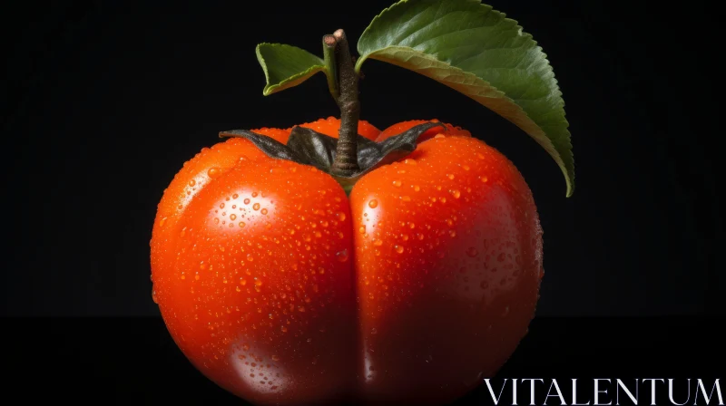 Playful Body Manipulations: Rain-kissed Tomato on Black Background AI Image