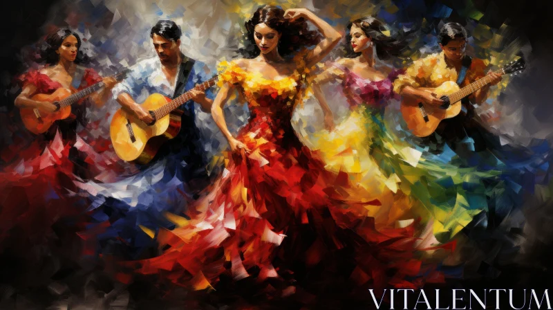 Santo Domingo Wall Art: Flamenco Dance in Colorful Fantasy AI Image