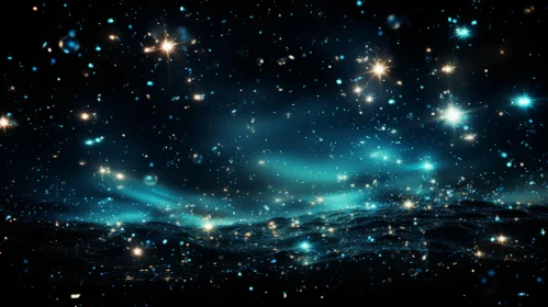 Starry Night in Turquoise: A Fantastical Galaxy Panorama