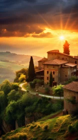 Sunrise in a Charming Tuscan Village: A Captivating UHD Stock Photo