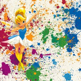 Colorful Fairy in Paint Splatter Design