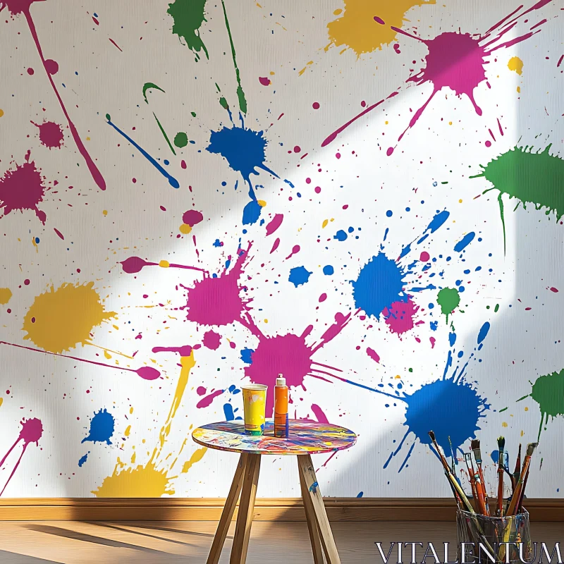 AI ART Abstract Splatter Art on Wall