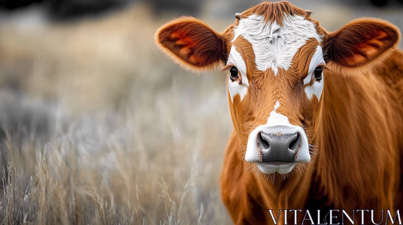 Close-Up of a Brown and White Cow AI Image