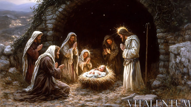 The Birth of Jesus: A Religious Masterpiece AI Image