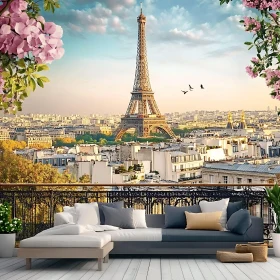 Parisian Balcony View with Eiffel Tower