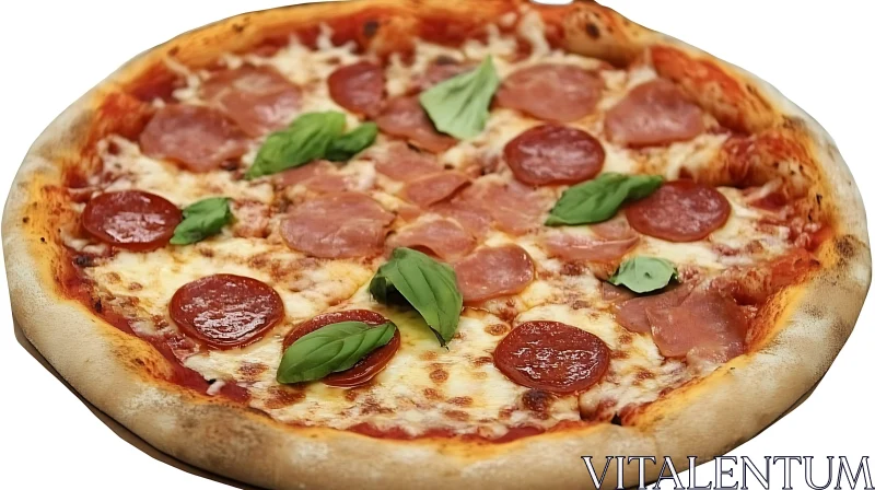 Savory Pepperoni and Basil Pizza AI Image