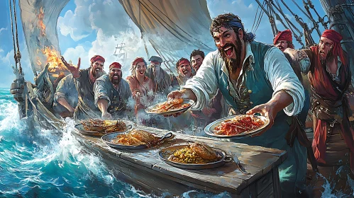 Pirates Celebrate with a Shipboard Feast