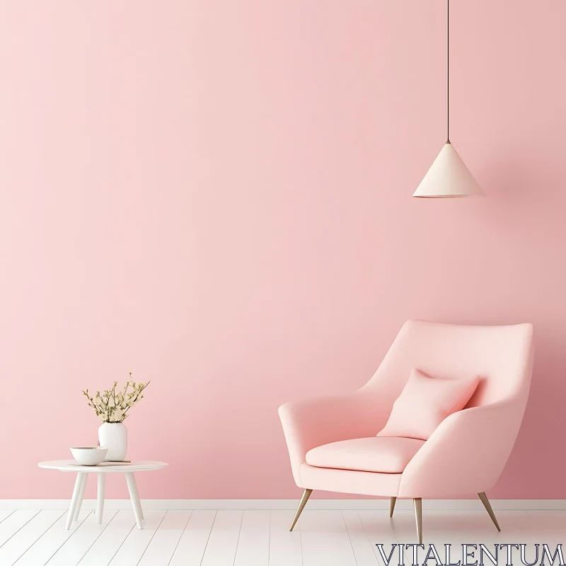 AI ART Pastel Pink Room with Stylish Furniture