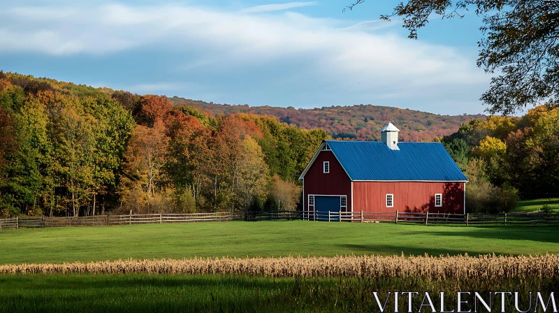 AI ART Autumnal Farm Barn Scene