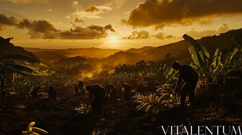 Banana Plantation at Sunset AI Image