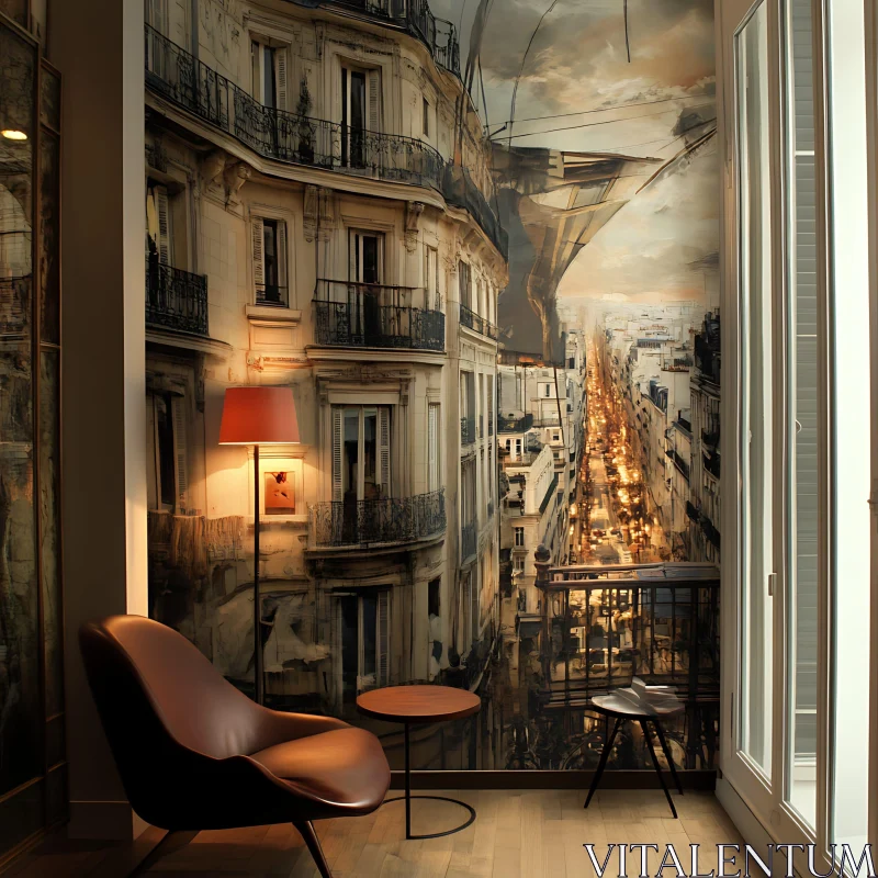 AI ART Urban Interior with City View