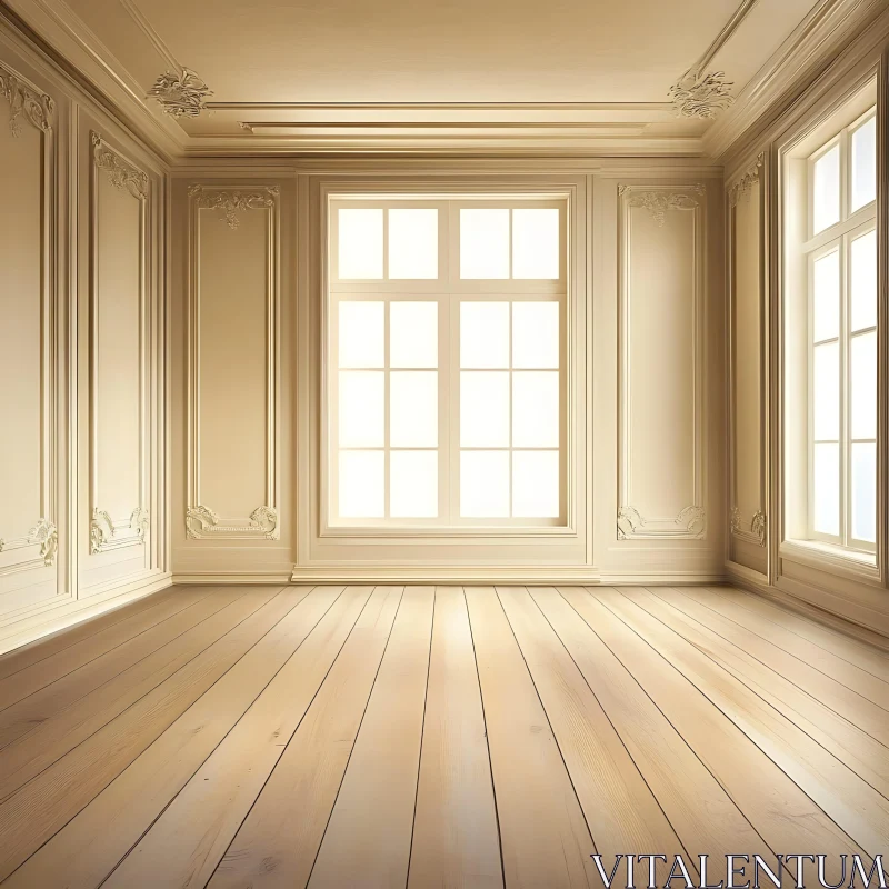 Bright Room with Classic Architectural Details AI Image