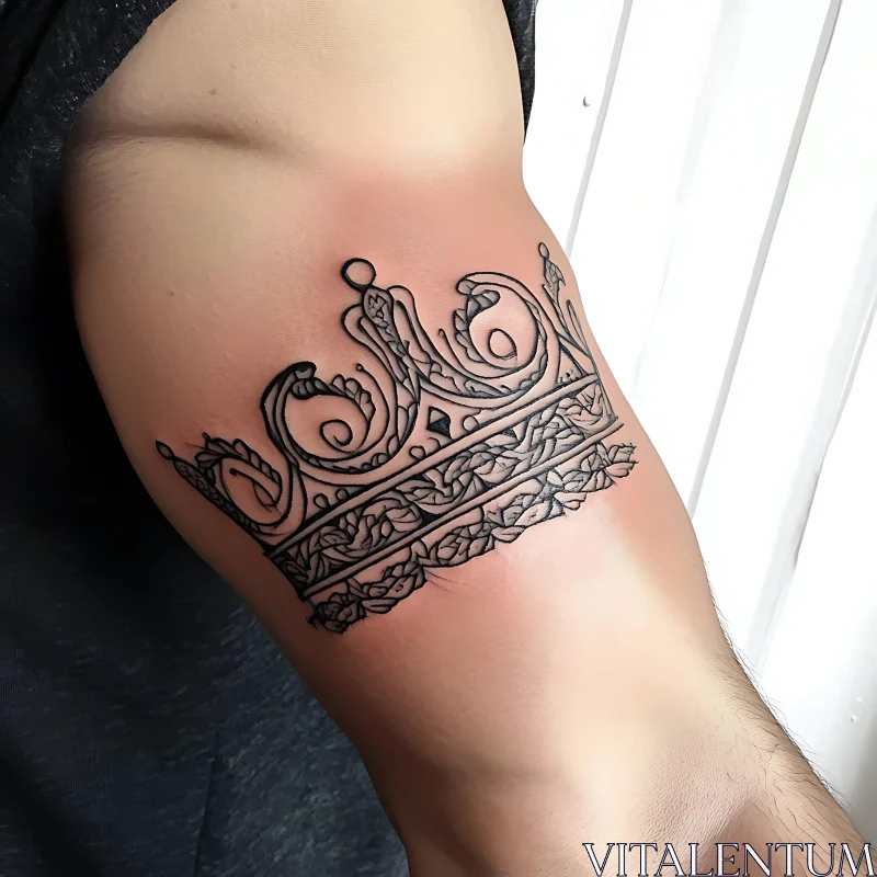 Regal Crown Tattoo Art on Arm AI Image