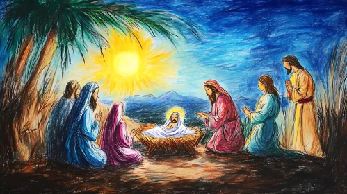 Pastel Art: Birth of Jesus