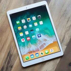 White Tablet with Beach Wallpaper
