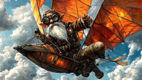 Steampunk Gnome on Airship Adventure