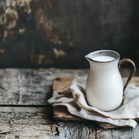 Vintage Ceramic Pitcher with Milk