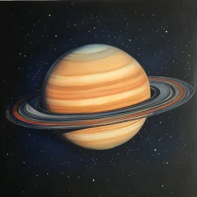 Ringed Planet Saturn in Starry Space